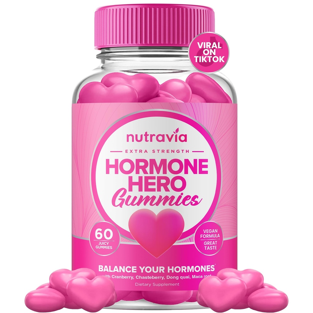 Hormon Balance pro ženy gumové + PMS Relief dodatek - Podporuje Mood Swings, Clear Skin, Reduced Cramps and Bloating - Hormonální PMS gumové PCOS Vitamin s brusinkou, Dong Quai (60 gummie)