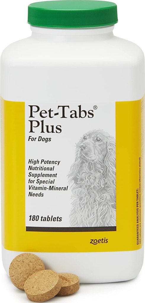 Pet- Tabs Plus Multivitamin a minerální doplněk pro psy se speciálními nutričními potřebami, Žvýkací Tablet, 180 Počet lahví