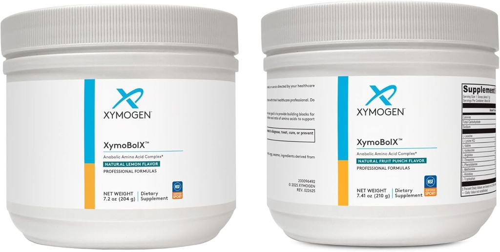 XYMOGEN XymBolX Fruit Punch a Lemon Flavor Bundle - BCAA Powder to Promote Muscle Recovery with L Arginin, L Leucin, L Methionin + L Triptofan (2 láhve, 7.20z Každý)