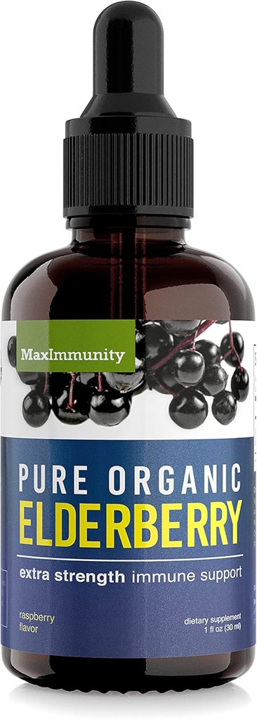 Organic Elderberry Sirup, 30 Day Supply, Black Elderberry Liquid for Imunitary Support, Sambucus Elderberry Sirup - Liquid Extract Kapky pro děti a dospělé - Extra síla (1 balení)