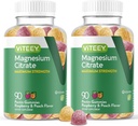 VITEEY Magnesium Gummies pro dospělé - 255mg magnesium Citrát Gummy pro klid, spánek, Nerve a podporu svalové funkce - Vegan, Gluten zdarma - 180 Počet
