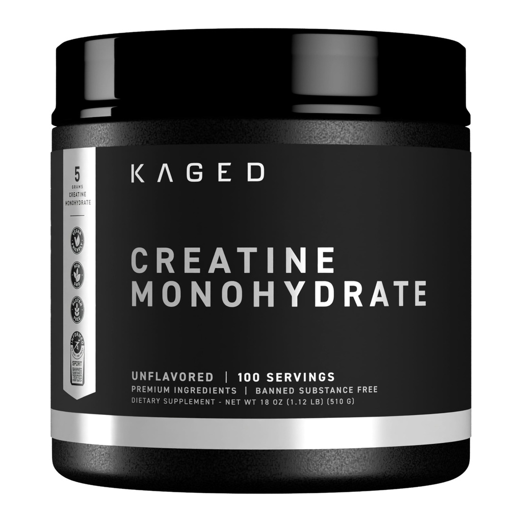 Kaged Creatine Monohydrát Mikronizovaný prášek 124; Neochucené 124; Muscle Building & Recovery 124; 5000 mg Per Serving Rubber 124; Vegan, Gluten Free, Snadno Digestible 124; Dodatky pro muže a ženy 124; 100 Služeb