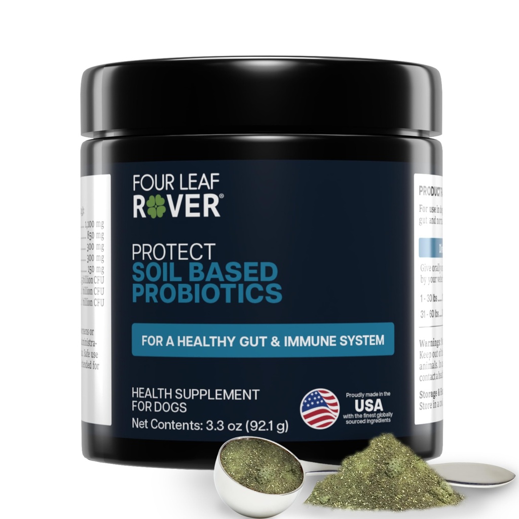 Four Leaf Rover Protect - Probiotika pro psy - Veterinární Vypočteno - s přírodním Prebiotika a antioxidanty - Detoxifikace a Gut zdraví - 30 Den Velký pes Dodávka