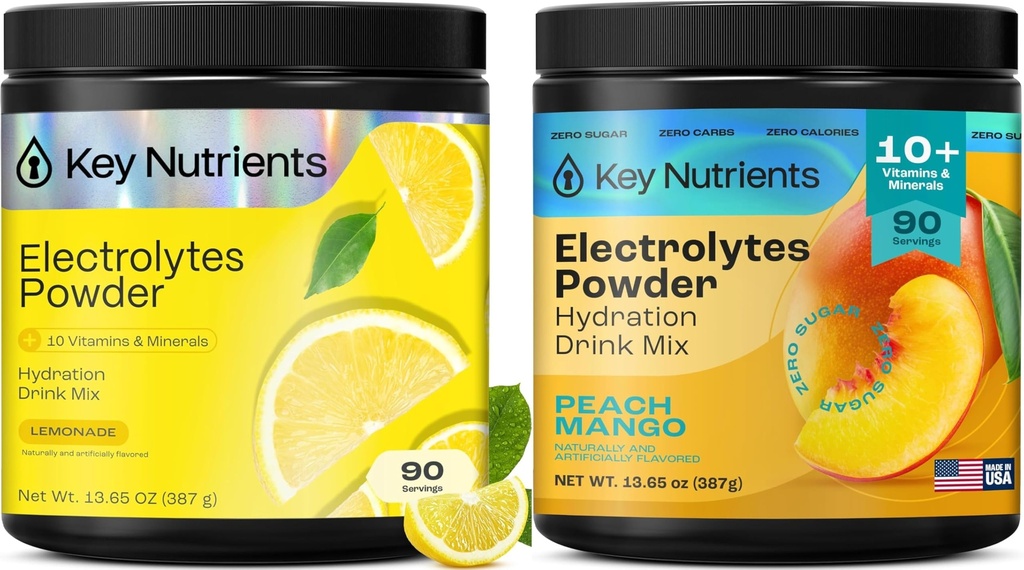 KLÍČOVÉ NUTRIENTY Electrolytes Powder Lemonade 90 Servings + Peach Mango 90 Servings