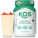 Kos Vegan Protein Powder, Neochucené a neslazené - Nízké sacharidy Pea Protein Blend, Organic Superfood Bohaté na vitamíny a minerály - Keto, Soy, mléčné výrobky zdarma - Jídelní náhrady pro ženy a muže - 28 Služeb