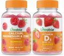 Živé vápníku, hořčíku, zinku a vitaminu D + vitaminu D 5000 IU, Gummies Bundle - Great Ochutnávání, dodatek k vitamínu, gluten zdarma, GMO zdarma, žvýkací