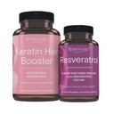 Rezervace Nutrition Keratin vlasový booster s Biotin & Resveratrol, Vlasy a hřebíky doplněk růstu, 120 Kapsle (60 Služeb) & Resveratrol 500 mg, podporuje zdravé stárnutí a imunitní systém