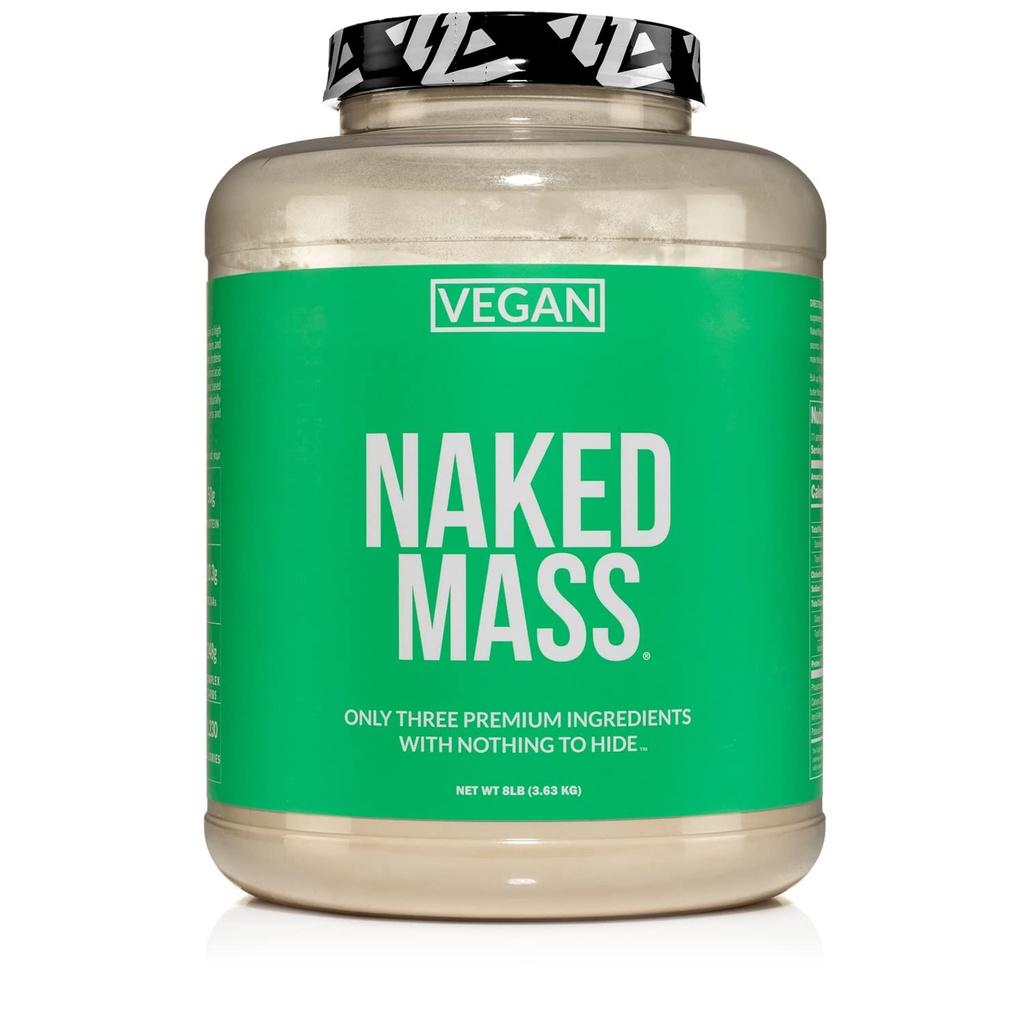 NAKED Vegan Mass - Přírodní Vegan hmotnost Gainer Protein Powder - 1,230 Calories, Non- GMO, Soy & gluten Free, Žádné umělé přísady - 8LB Bulk - 11 Služeb