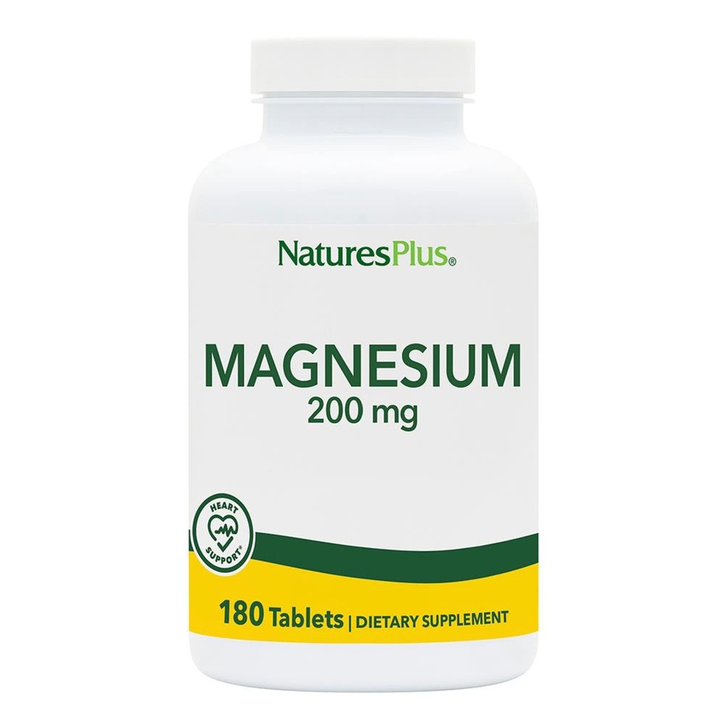NaturesPlus Magnesium - 200 mg, 180 tablet - Vegetariánské, Bezlepkové - 180 Služeb