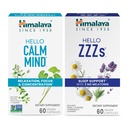 Himalaya Hello Klid Mysl s Bacopa pro relaxaci, soustředění a soustředění & Hello ZZZ s melatonin pro podporu spánku, 60 Kapsle Každý - Bundle