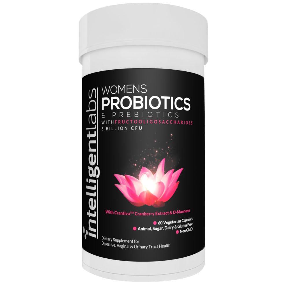 Inteligentní Labs Ženské Probiotika Formule s Cranberry Extract, D- Mannose a Prebiotika Všechny v jednom, 6 bilion CFU Probiotic, Jedna kapsle denně, 60- denní dodávky, Third- Party ověřeno pro čistotu