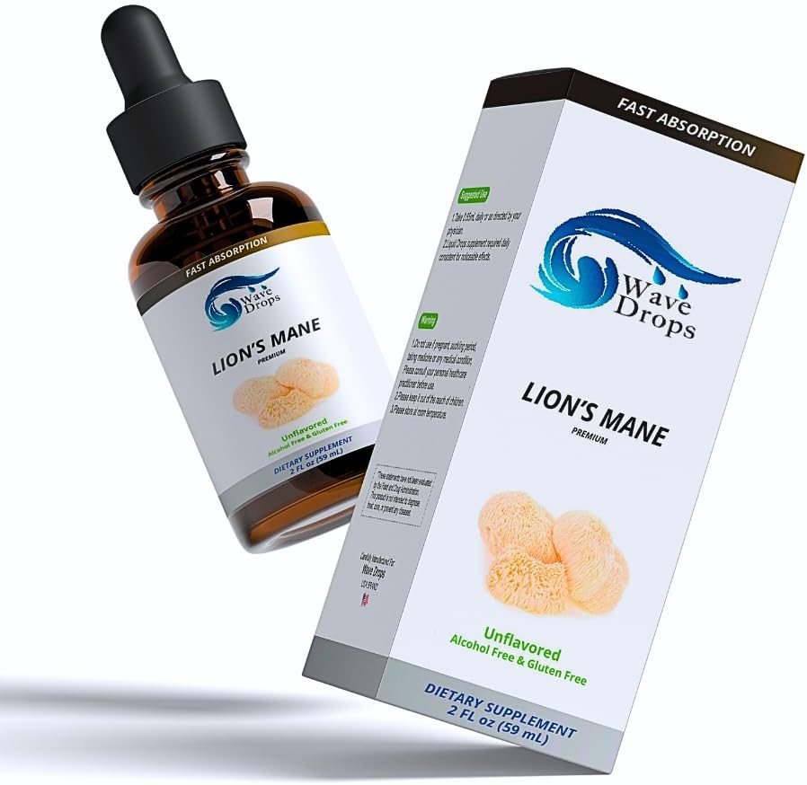 Lion 's Mane Liquid Drops Lions Mane dodatek pro CLO124; Focus CLOS124; Cognitive CLOS124; Nootropic Brain Support CLOS124; 3 Month Supply Liquid Herbal CLOS124; Non- GMO CLOS124; Vegan CLOS124; 2 Fl Oz