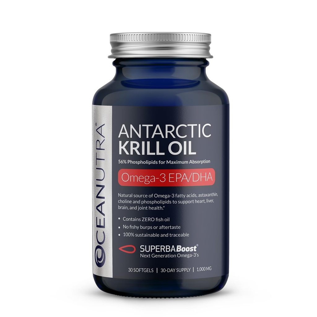 100% čistý krilový olej 1000mg, Omega 3, nejvyšší koncentrace 56% fosfolipidů, Cholin & Astaxanthin, Udržitelný antarktický superbaboost, DHA, EPA, srdce, mozek, oko a péče o pleť, žádný rybí olej
