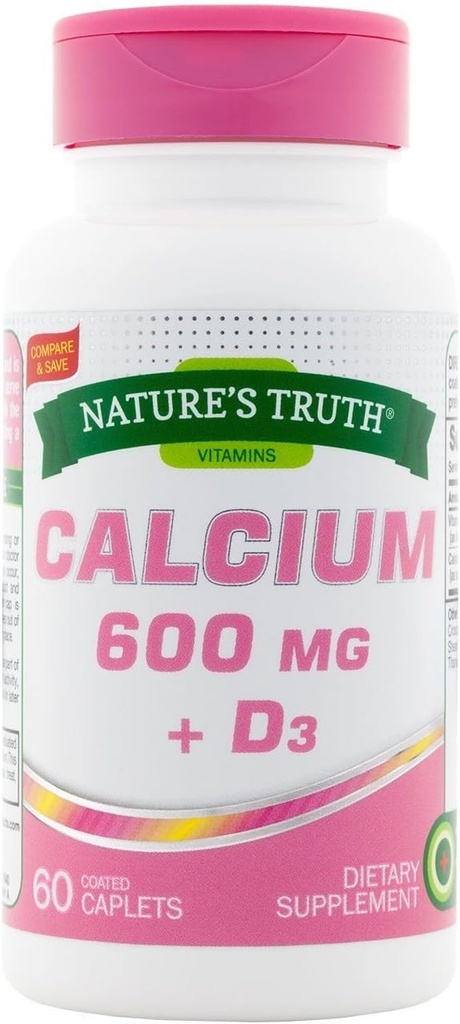 Nature 's Truth Vápník 600 mg + D3- 60 potahované tobolky, balení po 2 ks