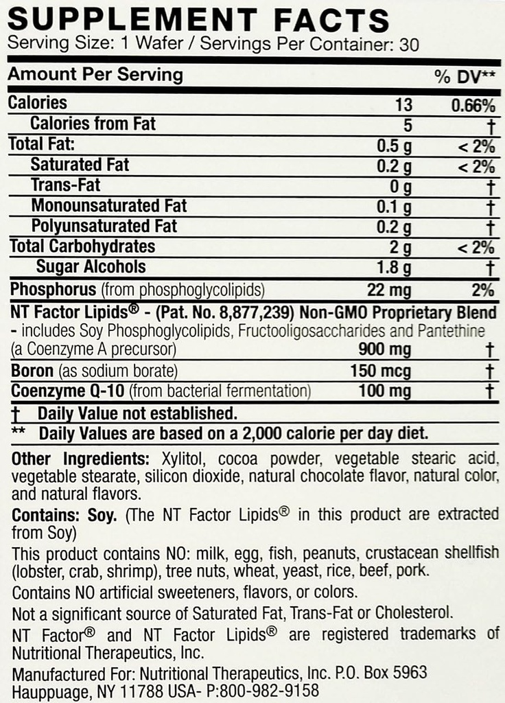 Nutriční terapie - NT faktor s CoQ10 100 MG 30 Žvýkací Wafers Čokoláda