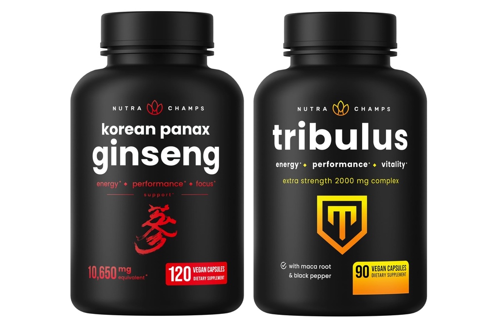 NutraChamps Korean Ginseng Kapsle a Tribulus Kapsle 2 Pack Bundle