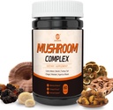 Houbový doplněk Complex, Lions Mane, Reishi, Turecko Ocas, Chaga, Maitake, Agaricus, 6 vysoce silné organické houby pro energii, Focus, Paměť a imunitní systém Podpora