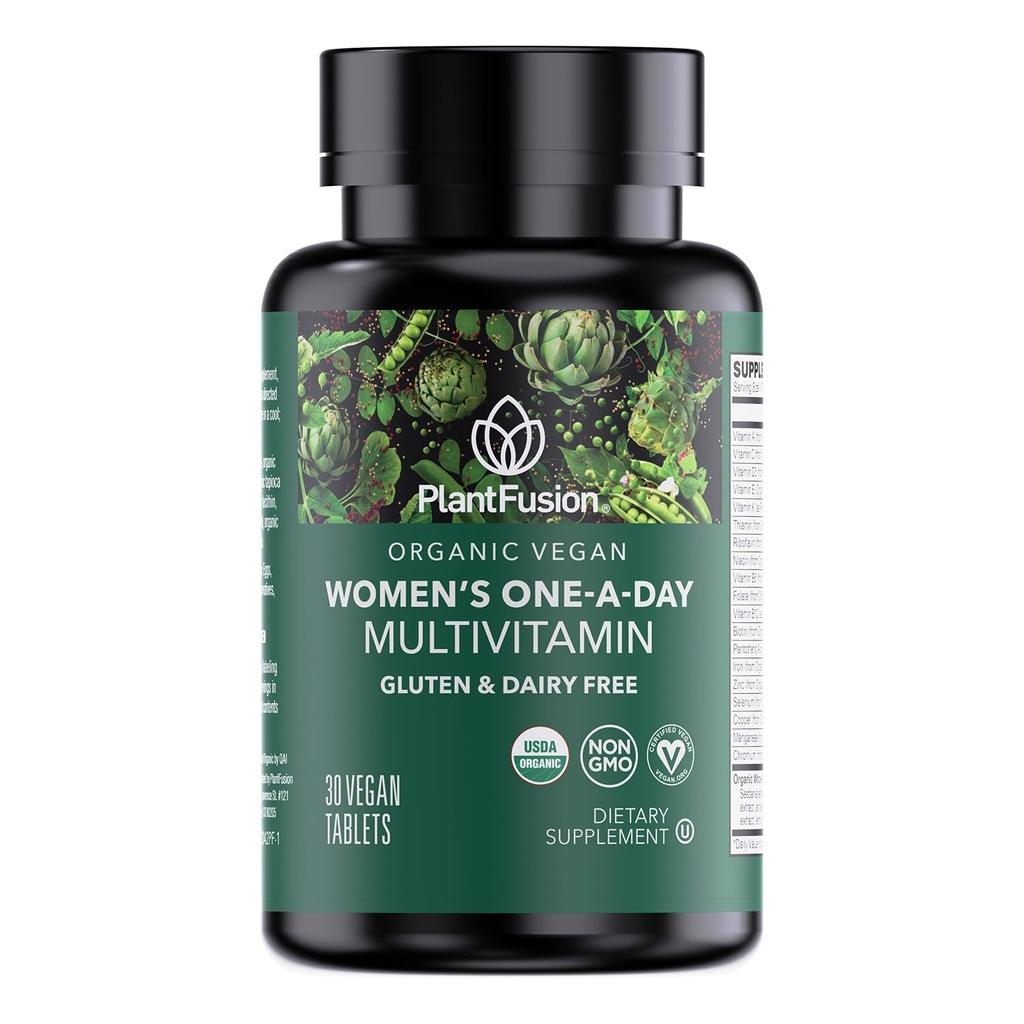 PlantFusion Organic Multivitamin pro ženy - Jedna denně celá potravinová směs Ženský Multivitamin - Vegan, Non- GMO, Gluten Free & Dairy Free - 30 Tablet (1 měsíc dodávky)