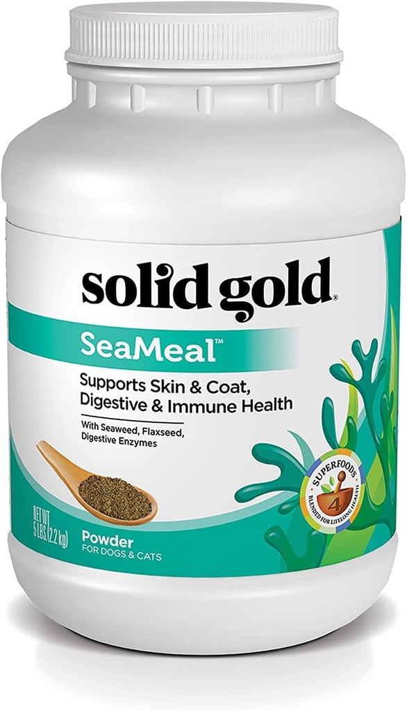 Solid Gold Cat & Dog Multivitamin Powder - Kelp Powder, Omega 3 & Vitamíny pro zubní, stravovací, imunitní, kůže & coat Health - Multi Vitamin pro psy & Kočky - Cat & Dog Food Additive Supplement - 5lb