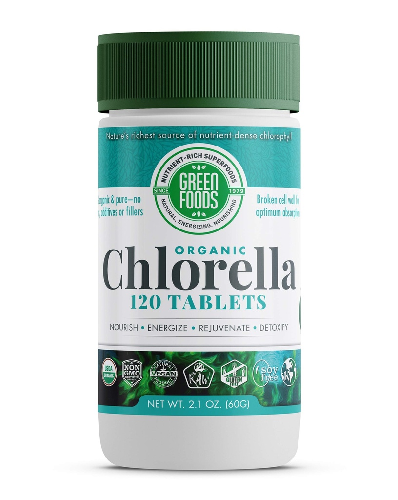 Green Foods Organic Chlorella 500 Mg, 120 Počet
