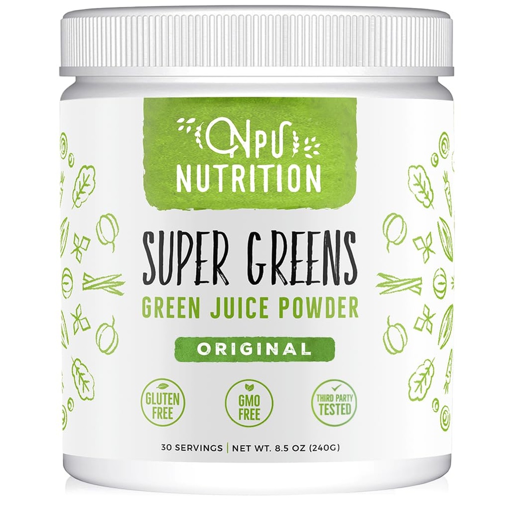 Super Green Powder Organic Blend: Non- GMO dodatek, Zahrnuje Spirulina, Alfalfa, Špenát, Probiotika, Vláknina a trávicí Enzymy, Žádné umělé Sweetteners, 30 Služeb