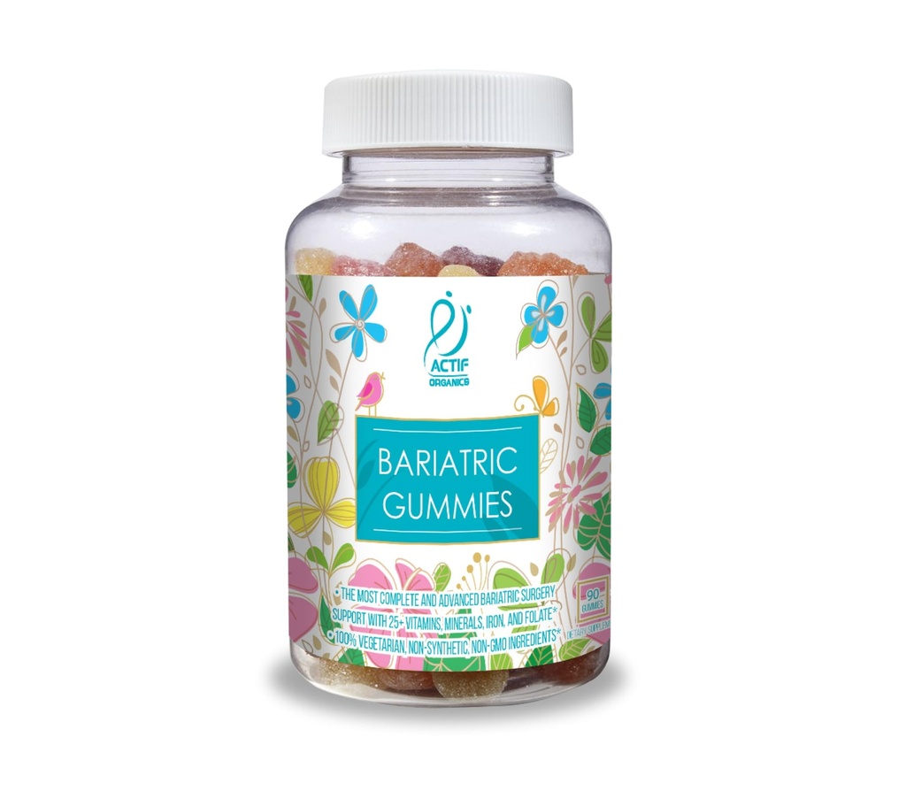ActiF Organic Bariatric Gummies s 25 + organickými vitamíny a minerály pro bariatrickou chirurgii, Advanced Formule - Non GMO, 90 Počet
