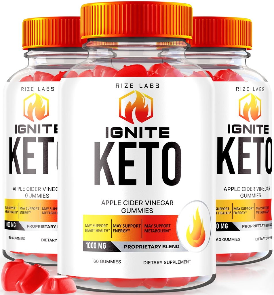 rize laboratoře (Balení 3 Ignite Keto ACV Gummies, pro pokročilé hubnutí, Keto Ignite dodatek (180 Gummies)