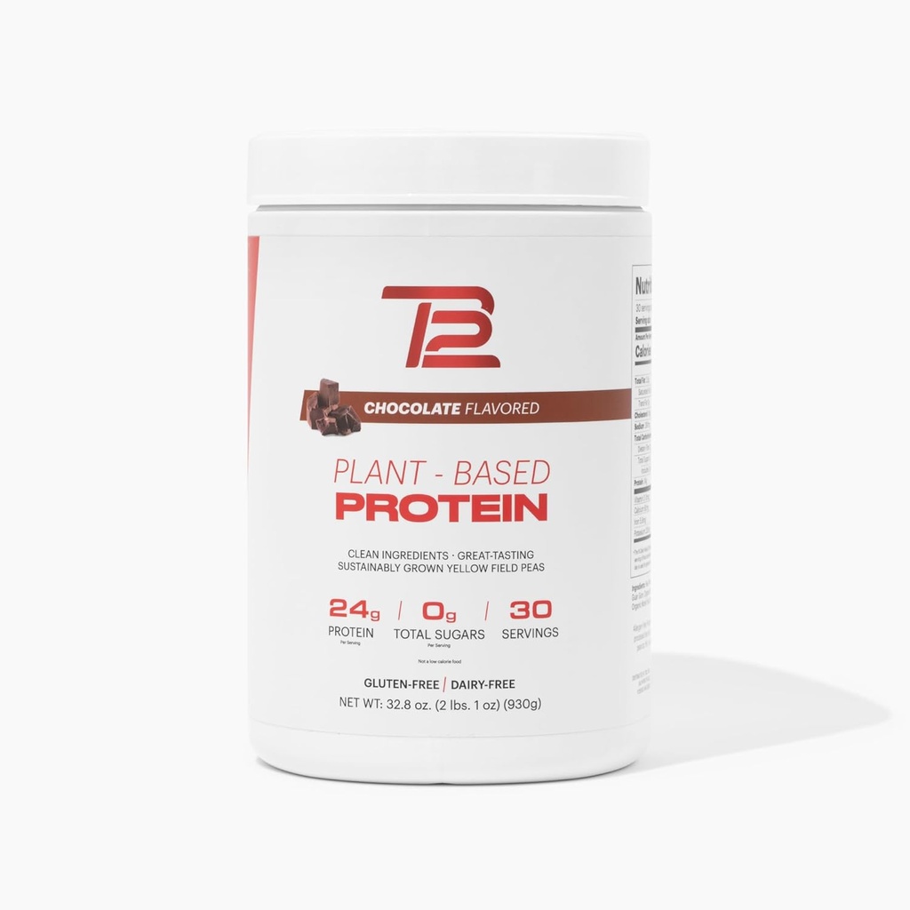 TB12 Plant Based Protein Powder by Tom Brady, 24g Vegan Pea Protein, Nízký cukr, Nízký karb, Non- GMO, Jídelní náhrada, Keto Friendly, Paleo, Cukr zdarma, Čokoláda Flavor (30 Služebníků / 2.25lbs)