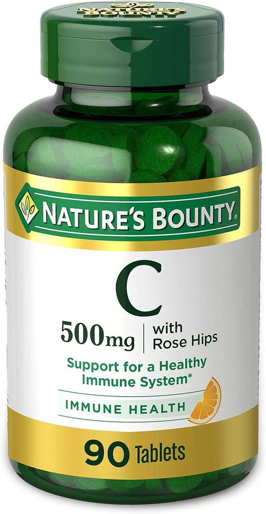 Nature 's Bounty Vitamin C, Podpora zdravého imunitního systému, 500 mg Vitamin C s růžemi, 90 Žvýkací tablety