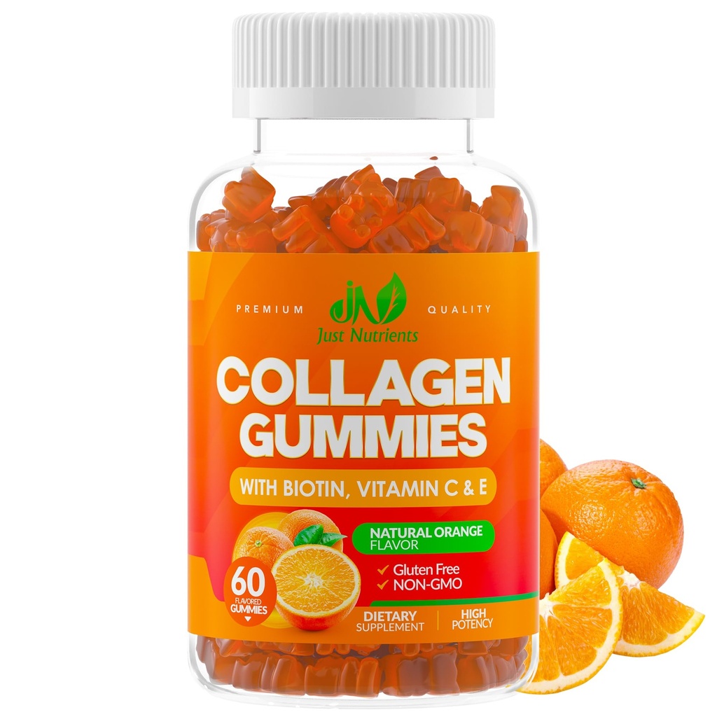 Kolagen Peptides Gummies with Biotin, Vitamin C & E pro ženy a muže - Premium hydrolyzované kolagen typu I & III pro vlasy, kůže a nehty podpora - gluten- Free, Non- GMO - 60 Gummies (30 Služeb)