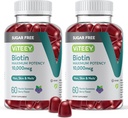 Viteey Biotin Gummies pro vlasy, kůži, a hřebíky 10,000mcg - Bezcukerné - Vlasové růstové gumy, Zdravá kůže Glow, Silný zdravý nehtový růst - Vegan, Gluten zdarma, Želatina Free- Chutné Berry Flavor