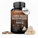 Lví hříva Houba Kapsle 124; 4200mg Lví hříva Prášek 124; Houby Příplatek Kapsle pro zdraví mozku a podporu Imunitní zdraví 60 Veg