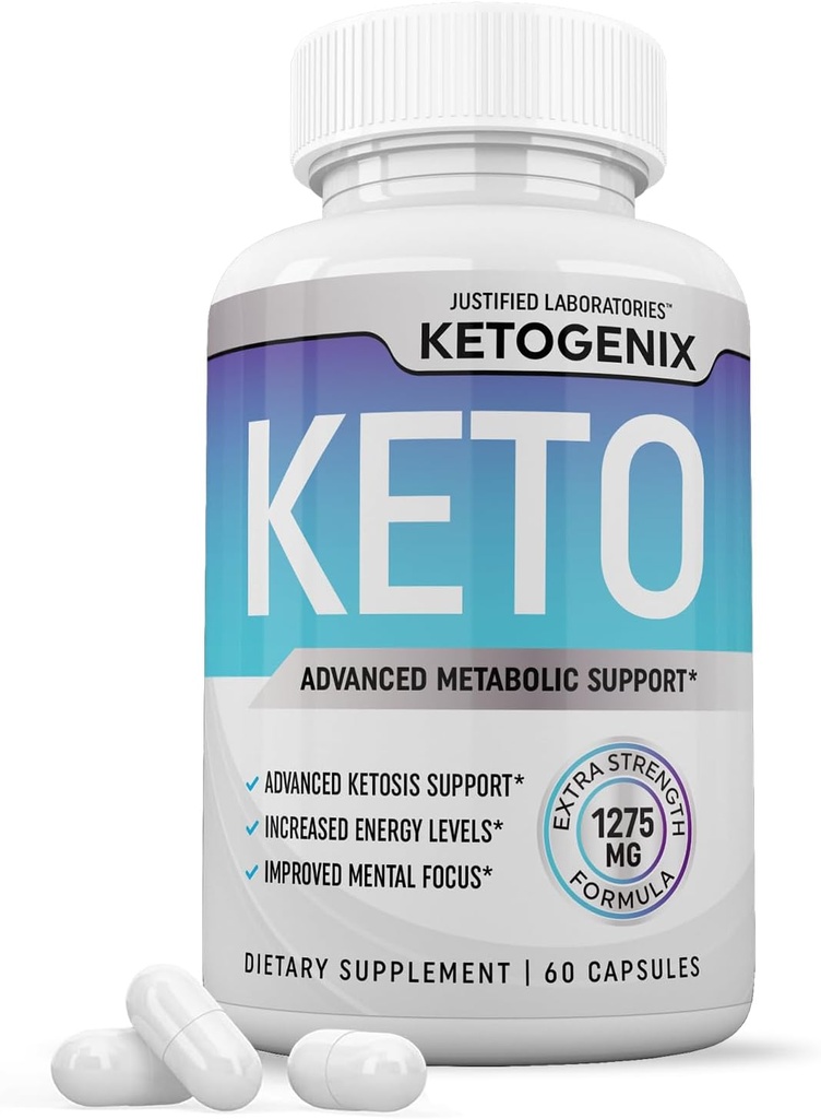 Ketogenix Keto Pills 1275MG Nová a vylepšená formule Obsahuje jablečný ocet extra panenský olivový olej Powder Green Tea Leaf 60 Kapsle