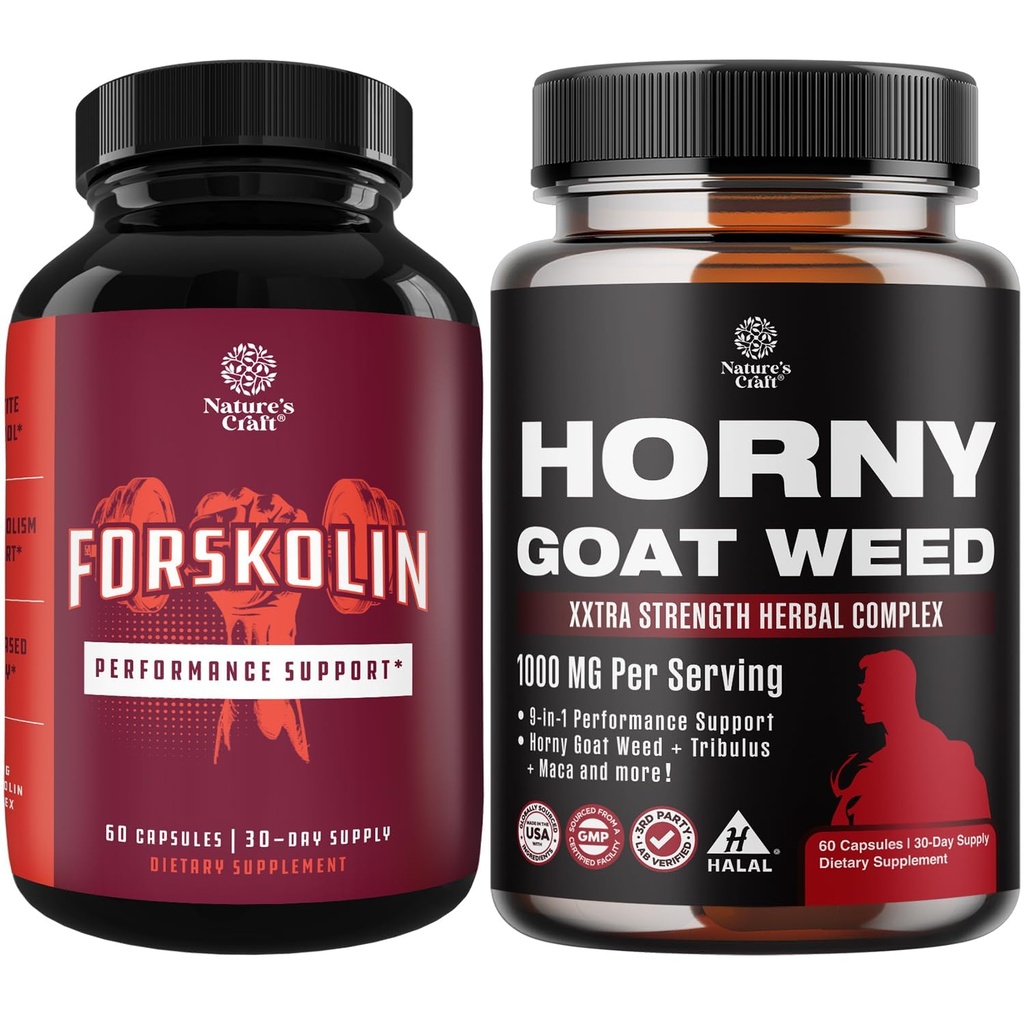 Svazek čisté forskolin Extract dodatek pro zvýšenou energii pro adults- Plant- based energetické doplňky a Horny Kozí plevel Extract Complex pro zvýšenou energii a Stamina