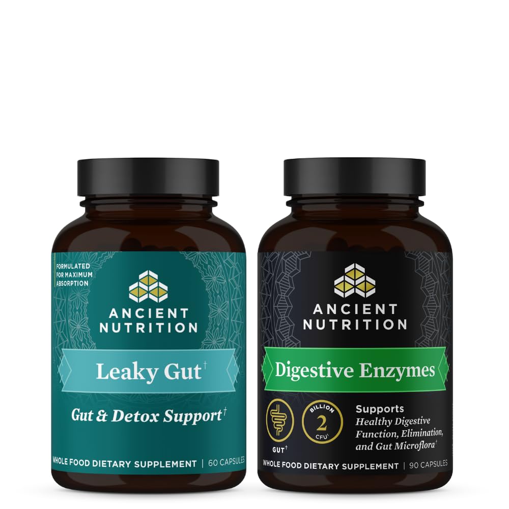 Starověké Nutrition Leaky Gut Kapsle, 60 Počet + Dědičné Enzymy Kapsle, 90 Počet
