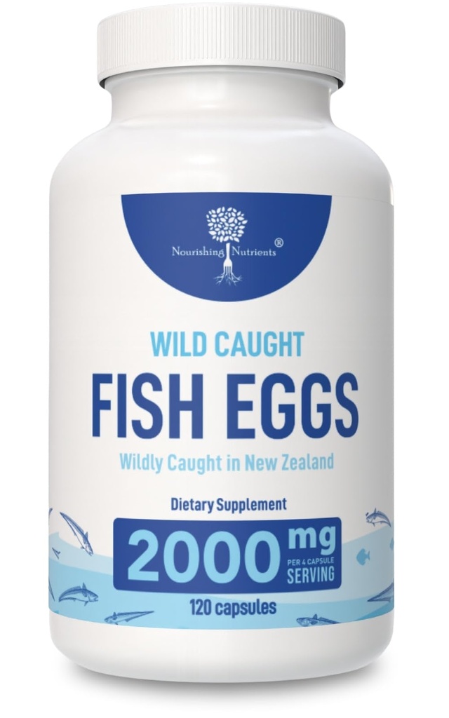 Volně žijící ryby vejce 2,000mg - Omega 3 dodatek pro oko, zdraví mozku, podporuje imunitu, kosti a zuby, mood podpora s Omega 3-6-9 Rybí vaječné kapsle