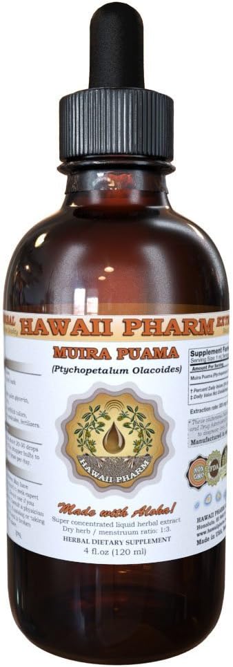 HawaiiPharm Muira Puama Liquid Extract, Organic Muira Puama (Ptychoptetalum Olacoides) Dodatek k tinktuře 2 oz