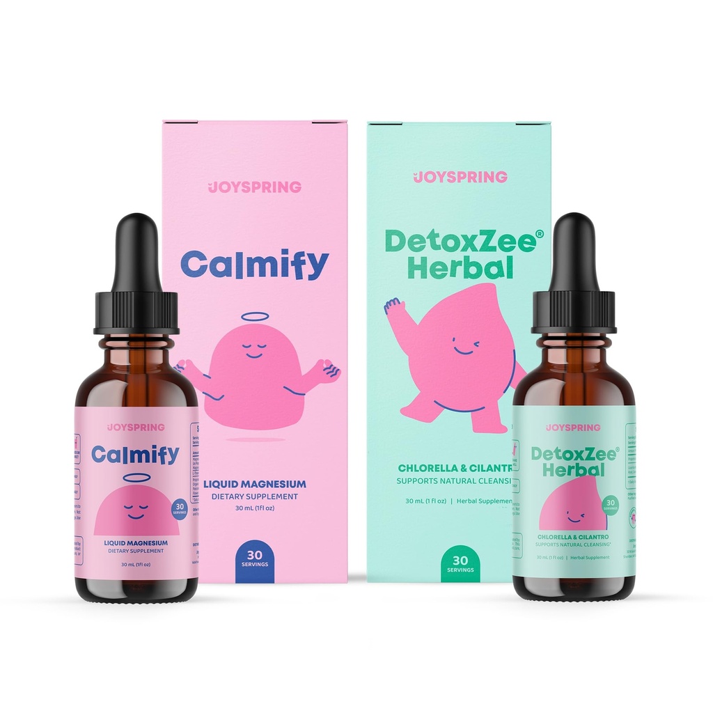 JoySpring Magnesium Citrát tekutý a magnesium- glycinát a bylinné detox a čištění pro děti