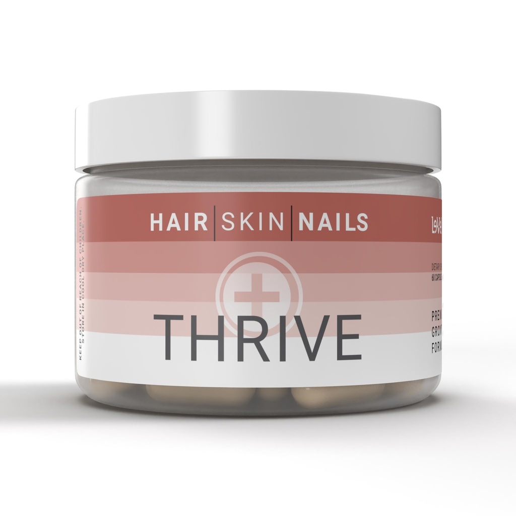 Le- Vel Thrive, Premium Collagen s Biotin 3500mcg, Vitamin C, zink, a kurkuma - Vlasy, kůže, nehty, spony - Hydrolyzované mořské kolagen, Ashwagandha, Keratin, Organic Kelp 60 Kapsle
