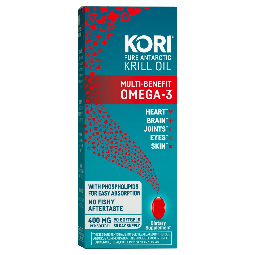 Kori Krill Oil Omega 3 dodatek, Antarktida Kril Oil s Superior Absorpce vs Fish Oil Alternative, 400 mg Softgels, 90 Softgels, EPA & DHA