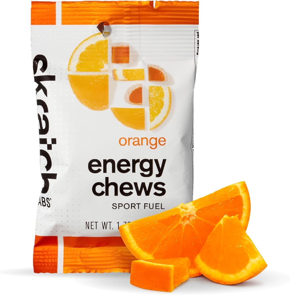 Skratch Labs Energy Chews CLANE124; Gummies for running, Cycling, and Sports Performance CLANE124; Gel Alternative CLANE124; Orange (10 Pack) CLANE124; Gluten Free, Vegan
