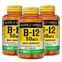 Mason přírodní vitamin B12 50 mcg s vápníkem, 300, denní dodávky, dietní dodatek k podpoře přírodních energetických úrovní, 100 tablet (balení po 3)