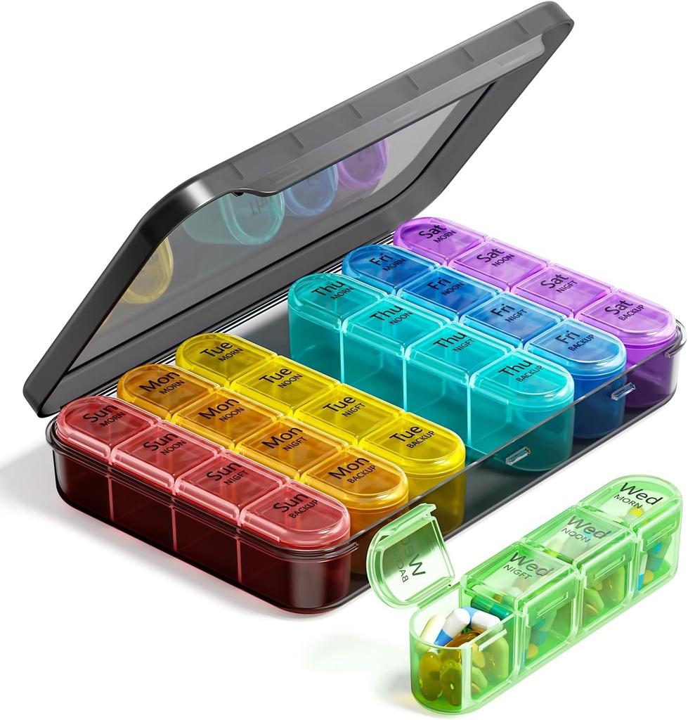 Odaro Týdenní Pill Organizátor 4 krát denně, BPA Zdarma Daily Pill Box 7 Daily Daily Day Day, Velká cestovní Pill Pouzdro s 28 kompartment to Hold Medicine, Vitamin a dodatek
