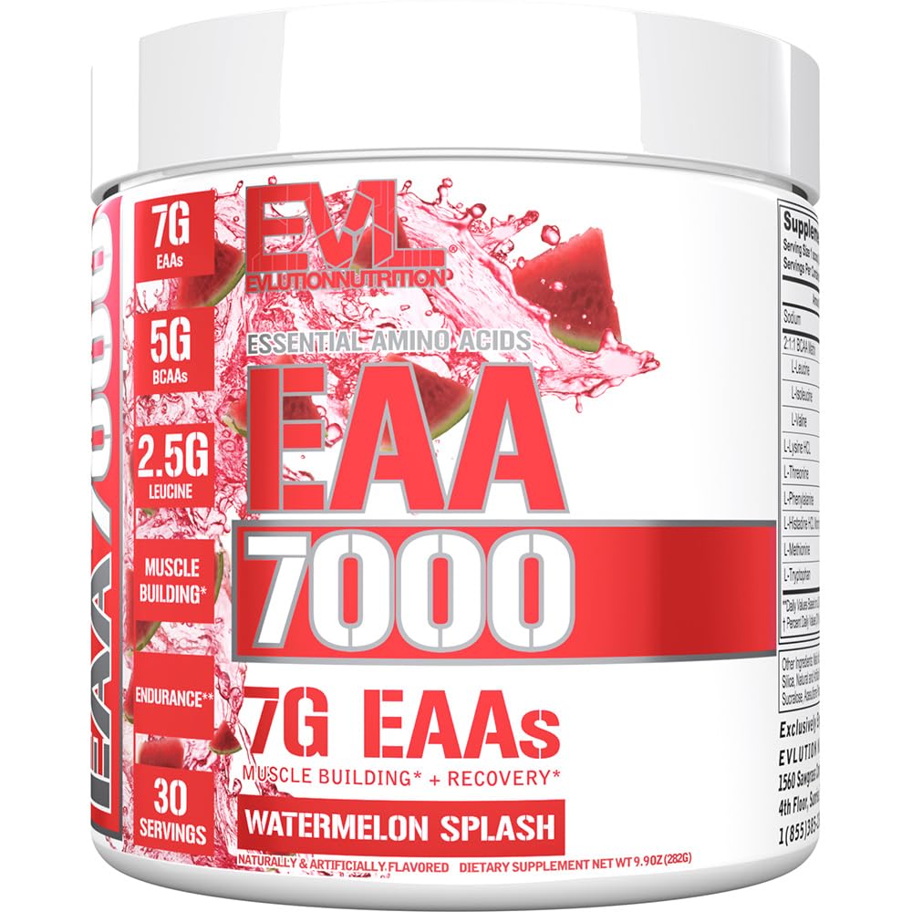 Eluce Nutrition EAA7000 - Pre & Post Workout Powder - Muscle Building + Recovery Dodatek - 7g esenciální aminokyseliny + 5g BCAA - Endurance + Energy Support - 30 Servings - Meloun Splash