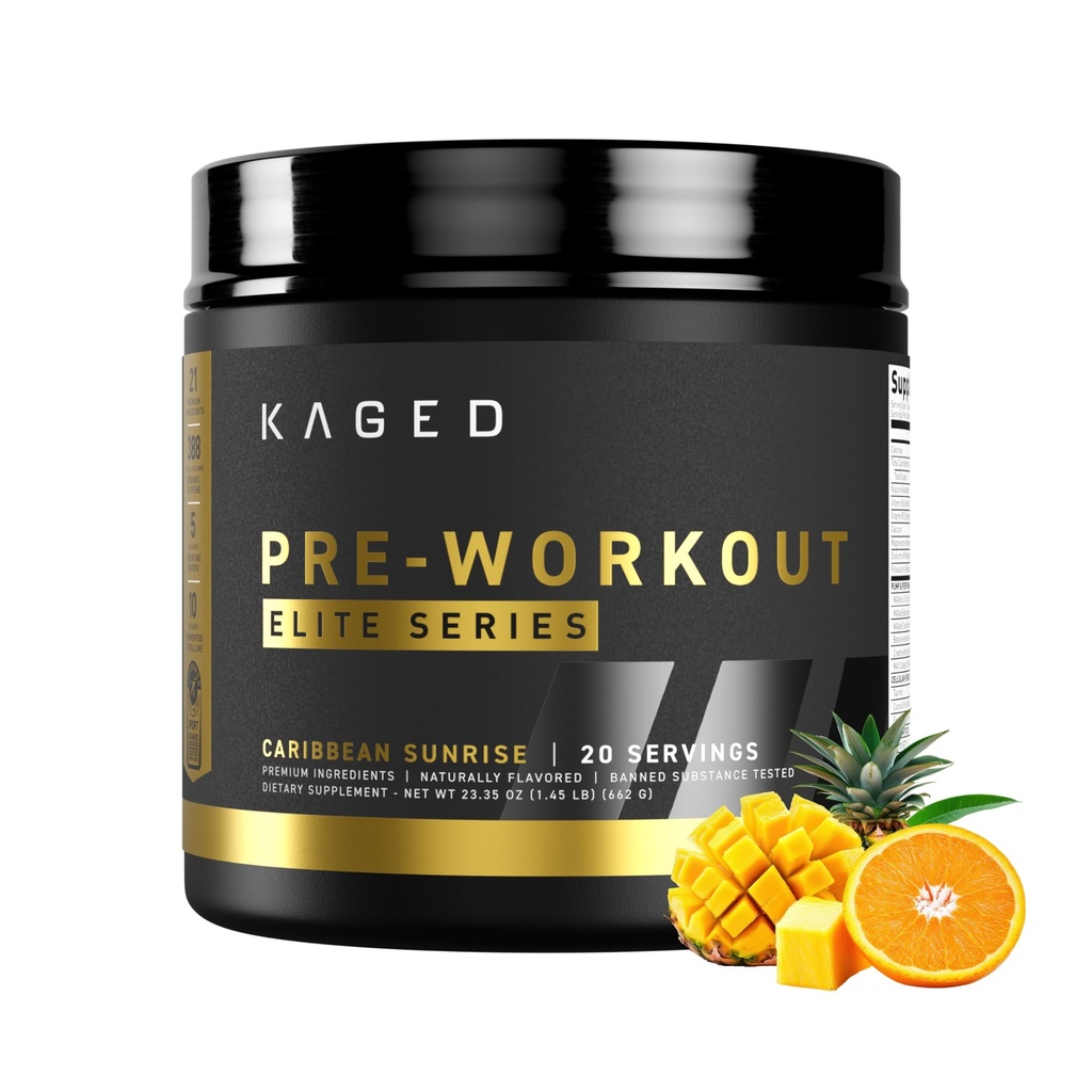 Kaged Pre Workout Powder Pre- Cvičení Elite pro muže a ženy High Stimulant pro energii, Focus, Čerpadla L- Citruline, Beta Alanin, Creatine & 388mg of Organic Caffeine Capfein Sunrise Services
