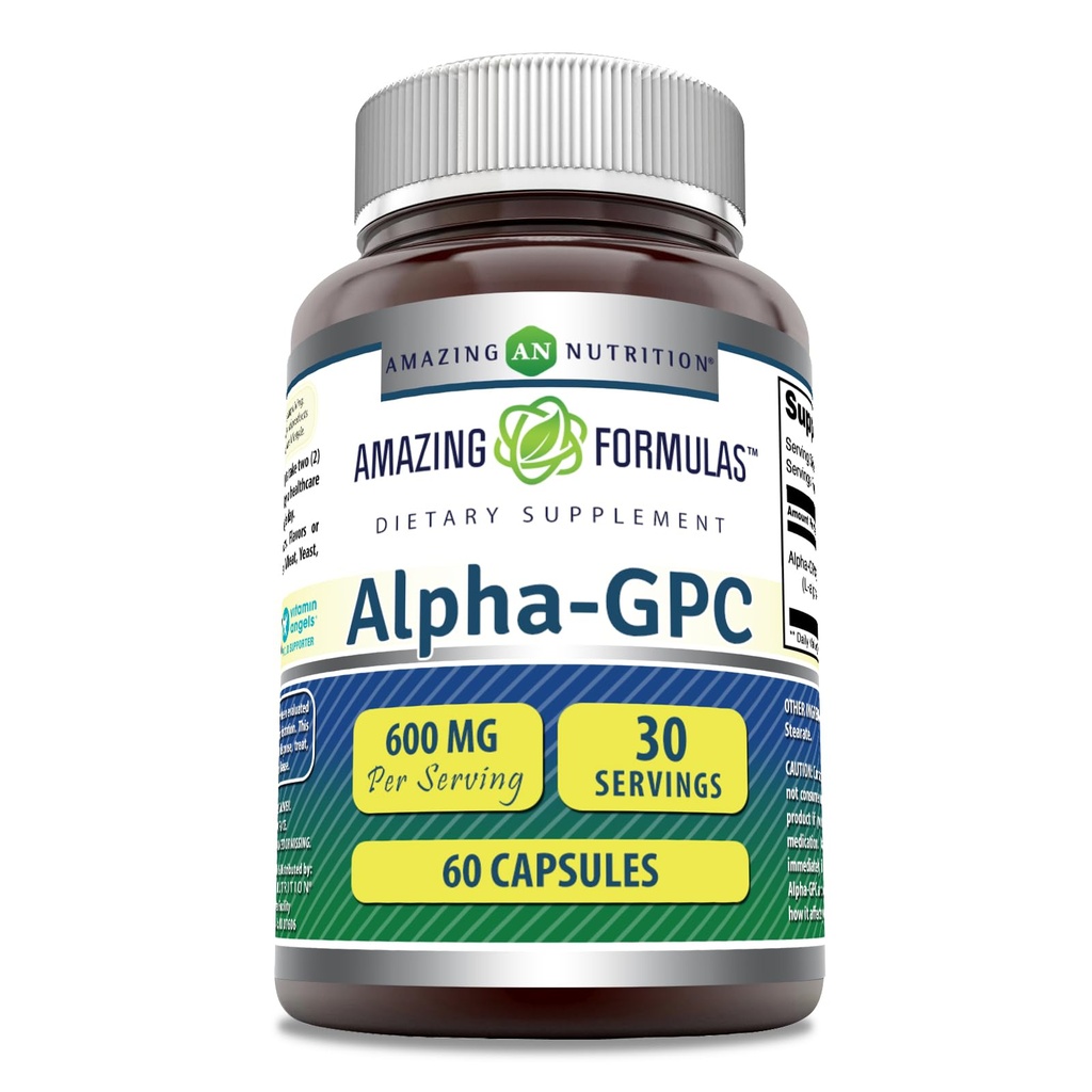 Úžasné Alpha GPC dodatek 124; 600 Mg per Serving 124; 60 Kapsle 124; Non- GMO 124; Gluten zdarma 124; Made in USA
