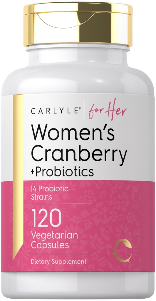 Carlyle Women 's Cranberry Plus Probiotika 124; 120 Kapsle 124; s 14 Probiotické Strains Cranberry 124; Vegetarian, Non- GMO, gluten zdarma doplněk 124; pro ni