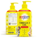 PetJesty Pure Omega 3 Oil pro psy a kočky 26.39oz - Omega 3 Kůže & Coat Support - Liquid Food Supplement pro domácí zvířata - Vegan pet + DHA pro společné funkce, imunitní & srdce zdraví, Non Fish Oil Dog a Cat