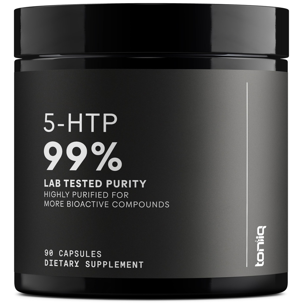 Toniiq Ultra vysoká síla 5HTP kapsle - 99% + Vysoce čištěný a biologicky dostupný - 12: 1 Koncentrovaný extrakt - 200mg - 90 Veggie Kapsle
